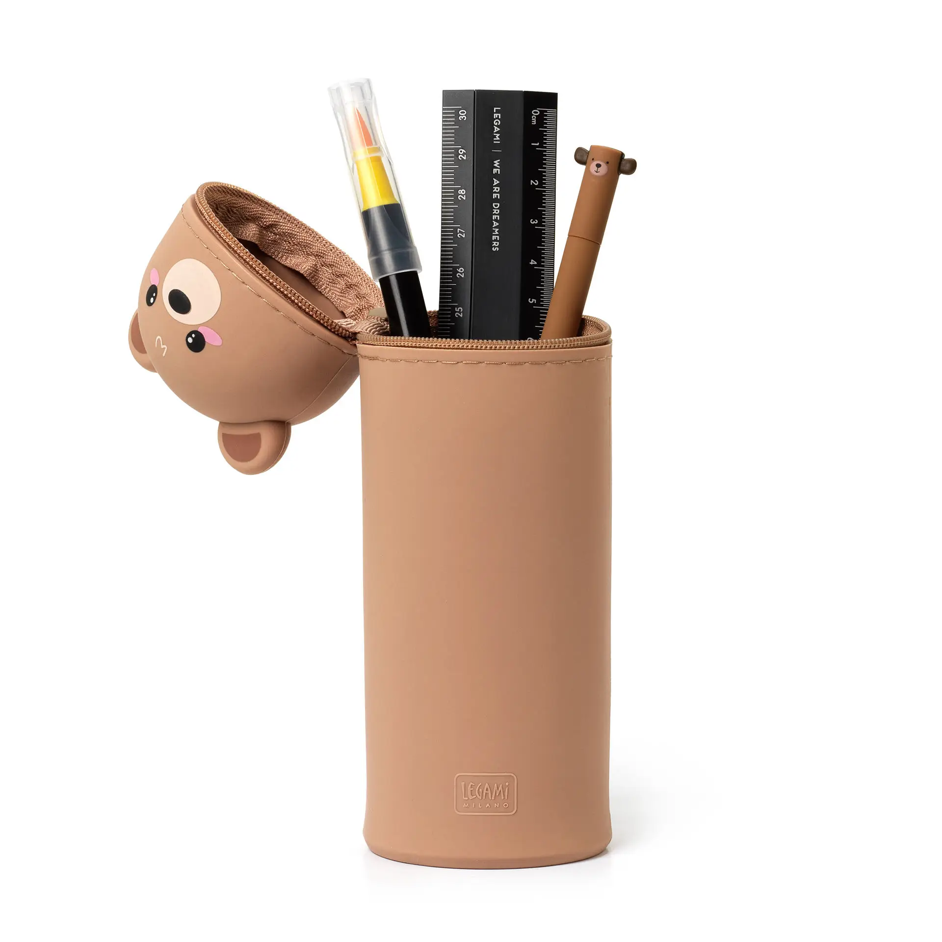 Legami stockists in the UK - bear soft touch pencil case at Scribli.co.uk